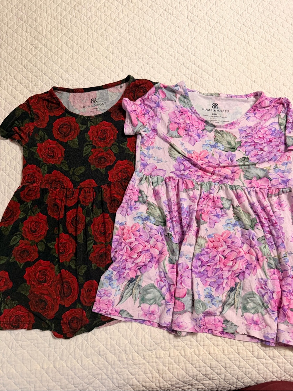 Bums & Roses Floral Peplum Top - Red Roses and Pink Hydrangea